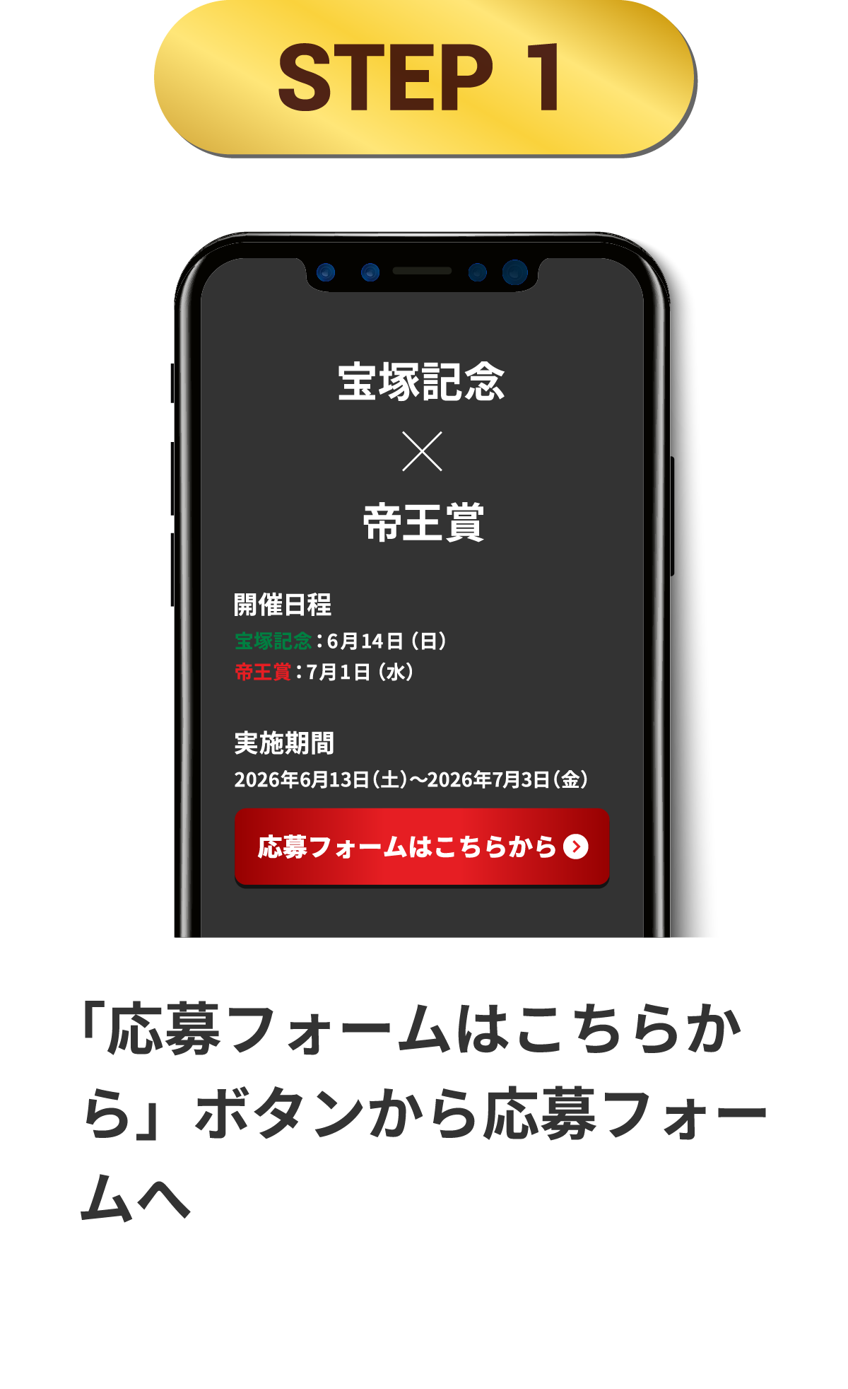 STEP 1 「応募フォームはこちらから」ボタンから応募フォームへ